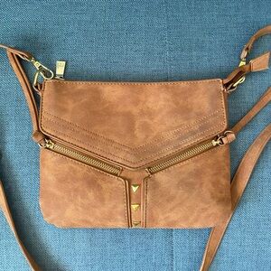 Chestnut brown suede crossbody